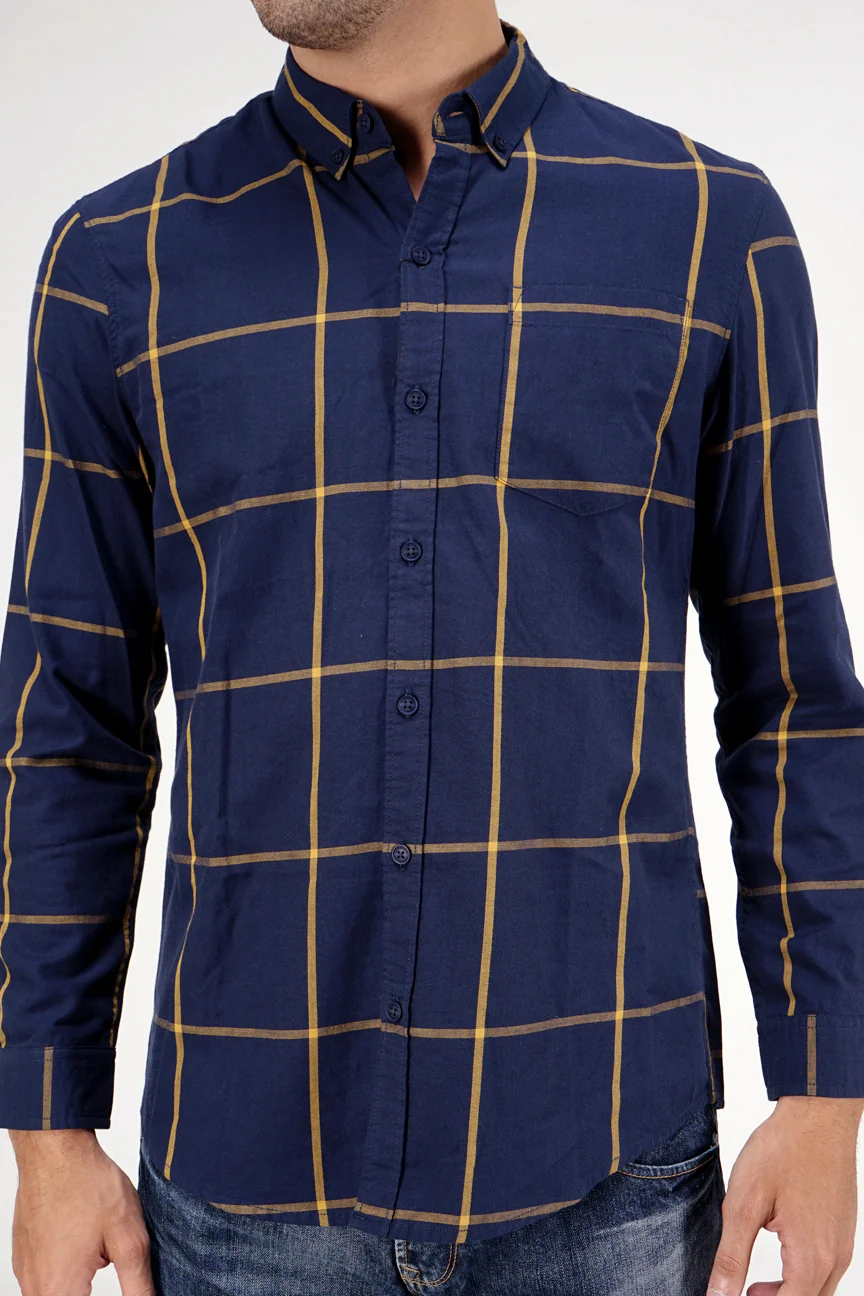 Kemeja Lengan Panjang Regular Winslow Navy Yellow - Image 4
