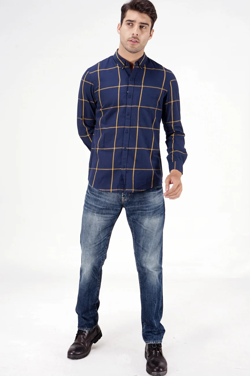 Kemeja Lengan Panjang Regular Winslow Navy Yellow - Image 5